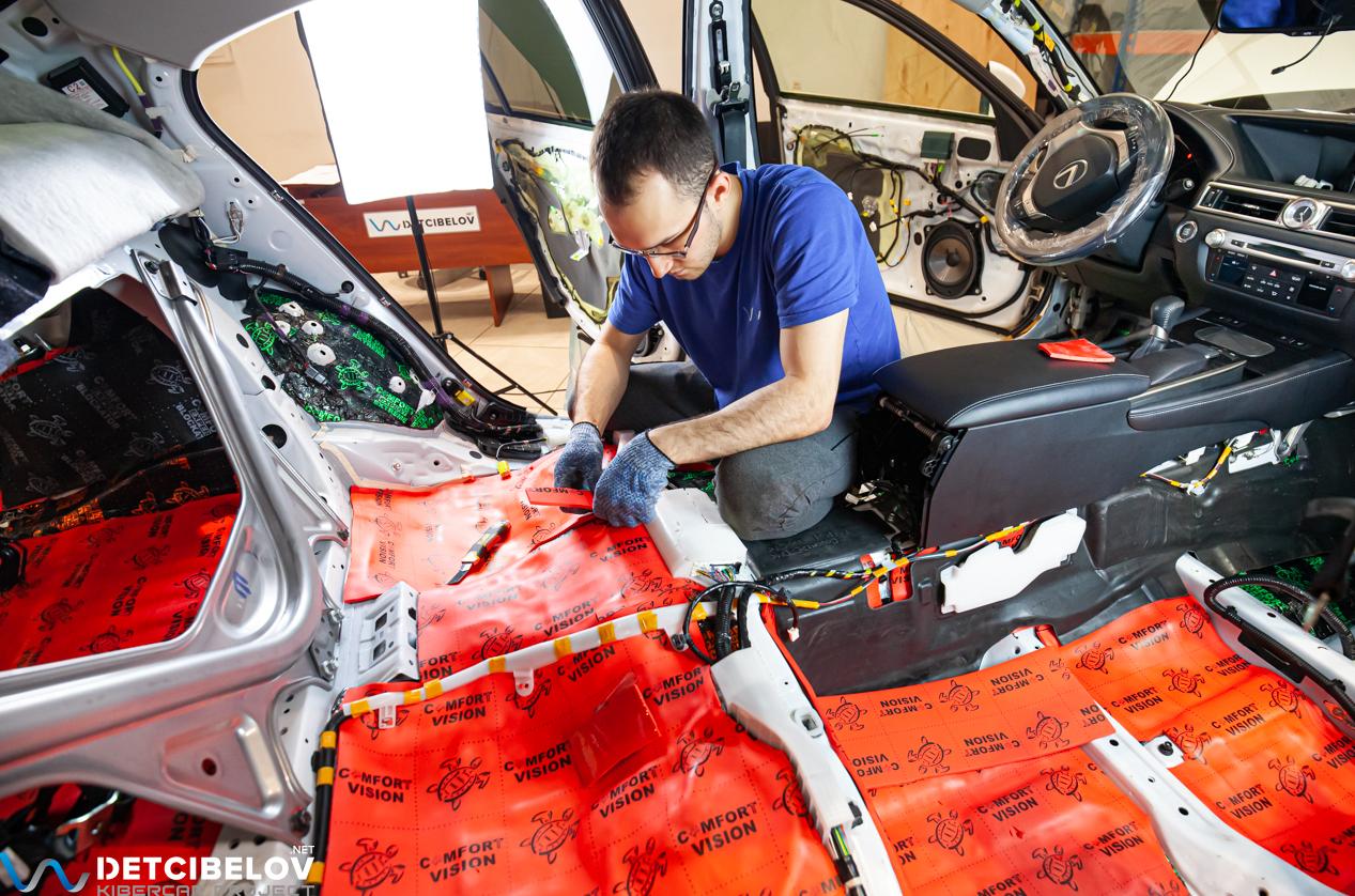 Процесс шумоизоляции салона Lexus GS IV поколение Рестайлинг