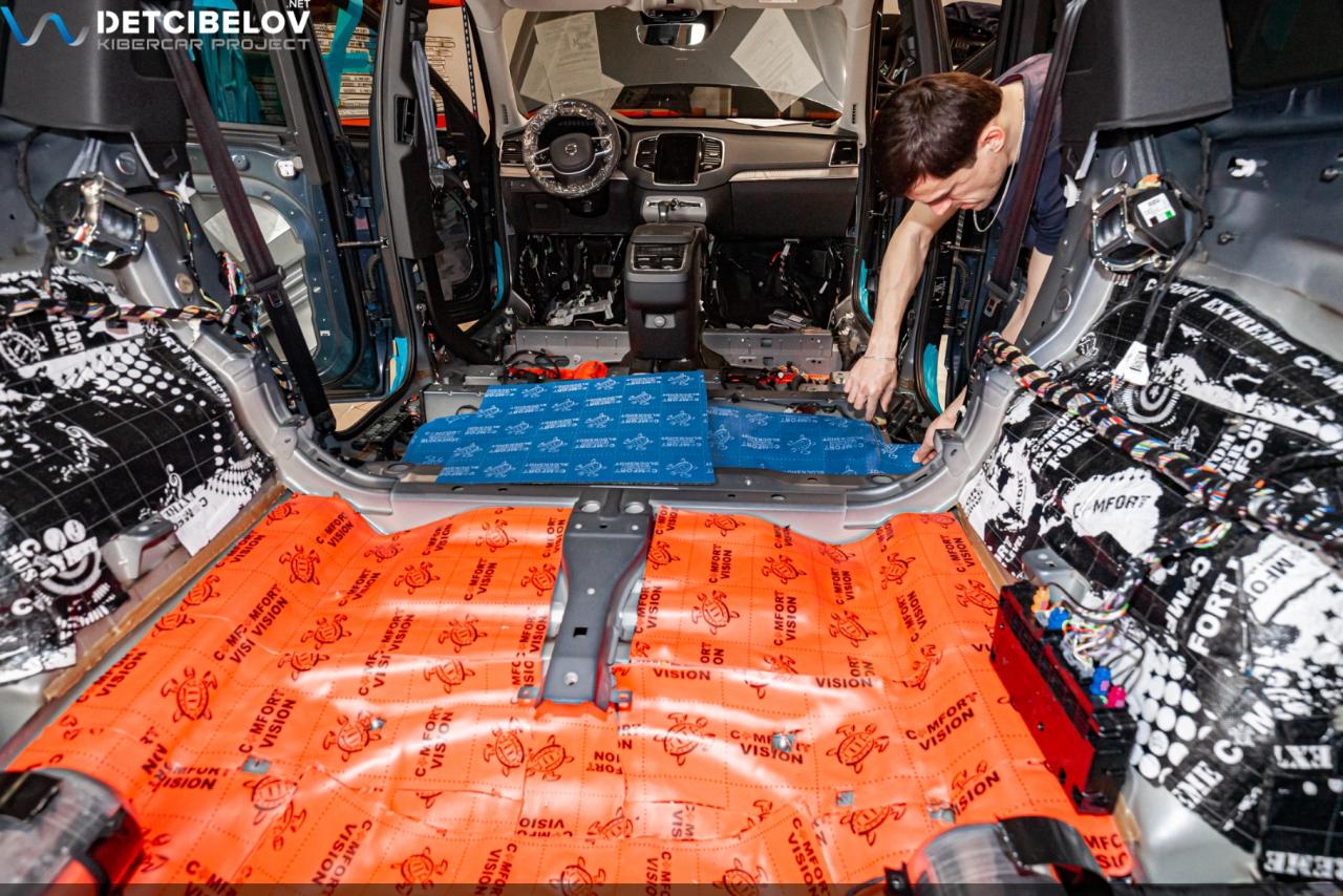 Процесс шумоизоляции салона Volvo XC90 II поколение